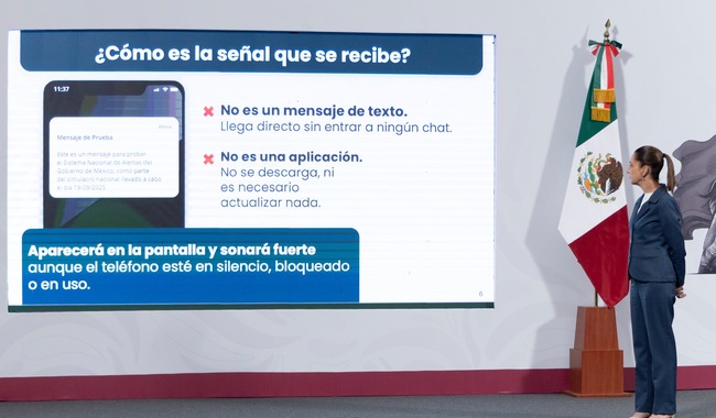 CLAUDIA SHEINBAUM PIDE ATENCIÓN AL SIMULACRO: SONARÁ EN CELULARES, RADIO Y TV