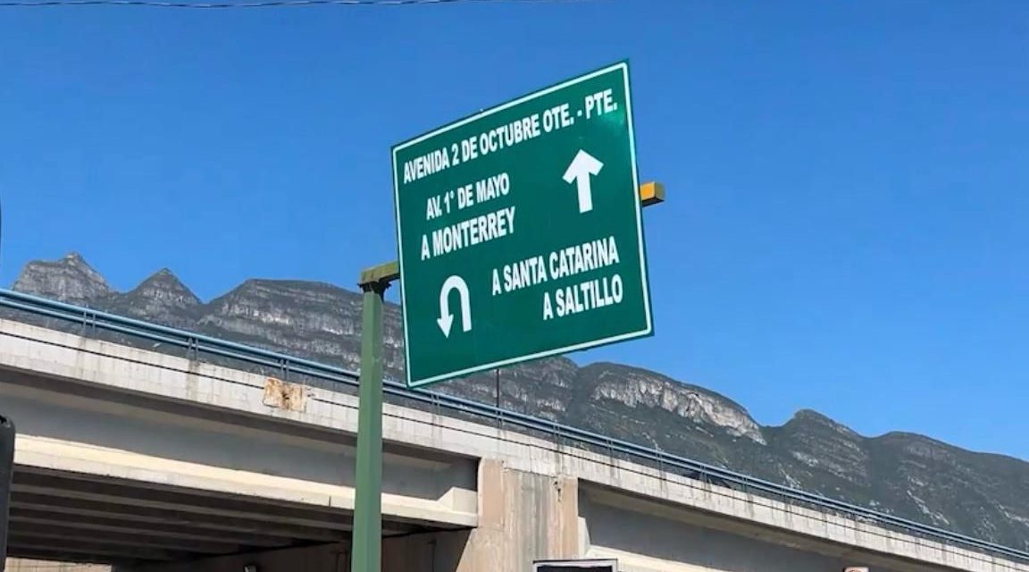 SANTA CATARINA CONCLUYE INSTALACIÓN DE 14 NOMENCLATURAS EN LA AVENIDA 2 DE OCTUBRE