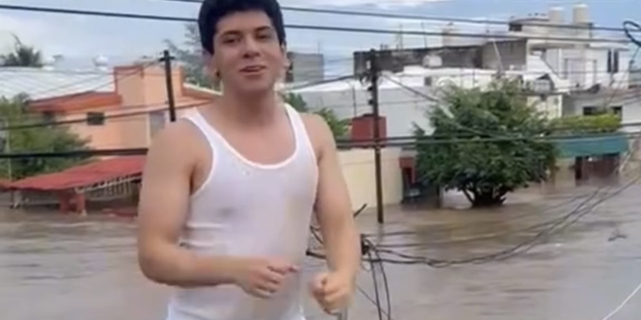 ENTRE EL AGUA Y LA MÚSICA: JOVEN DE POZA RICA SE VUELVE VIRAL AL BAILAR TEMA DE TAYLOR SWIFT DURANTE LAS INUNDACIONES