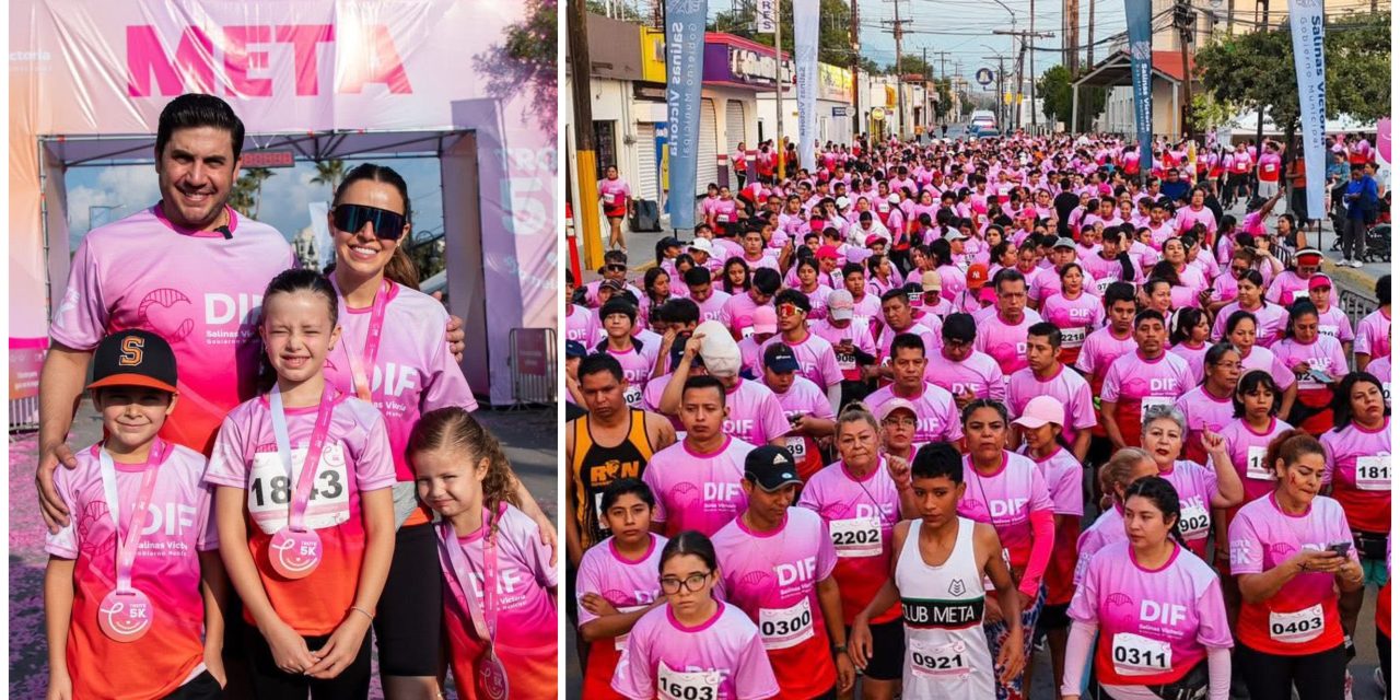 RAÚL CANTÚ Y NELLY GARZA ENCABEZAN PRIMER TROTE 5K EN SALINAS VICTORIA POR LA LUCHA CONTRA EL CÁNCER DE MAMA