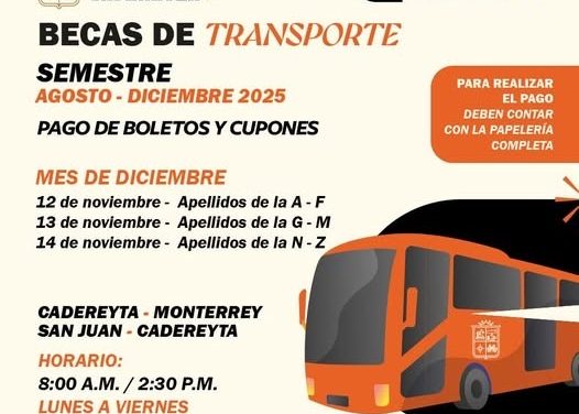 GOBIERNO DE CADEREYTA ENTREGA BECAS DE TRANSPORTE A FAMILIAS JIMENENSES