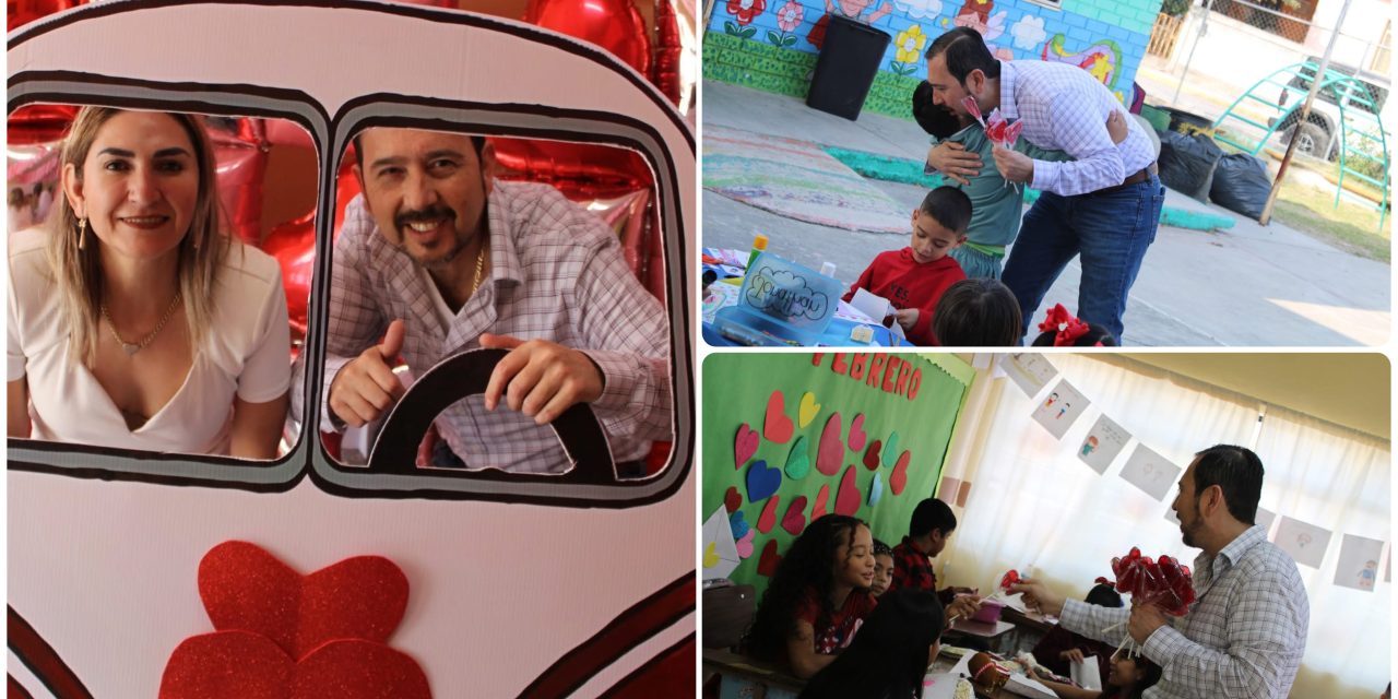 REYNALDO CANTÚ RECORRE ESCUELAS DE ABASOLO POR EL DÍA DEL AMOR Y LA AMISTAD