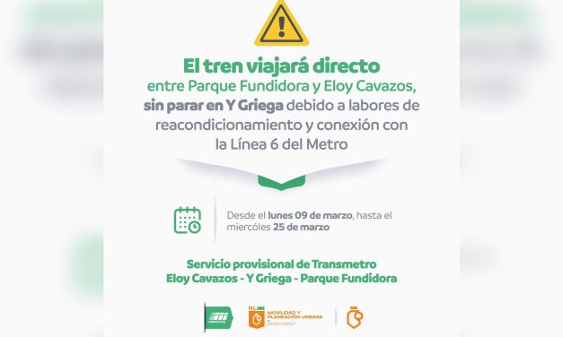 SUSPENDERÁN SERVICIO EN ESTACIÓN Y GRIEGA POR OBRAS DE LA LÍNEA 6 DEL METRO