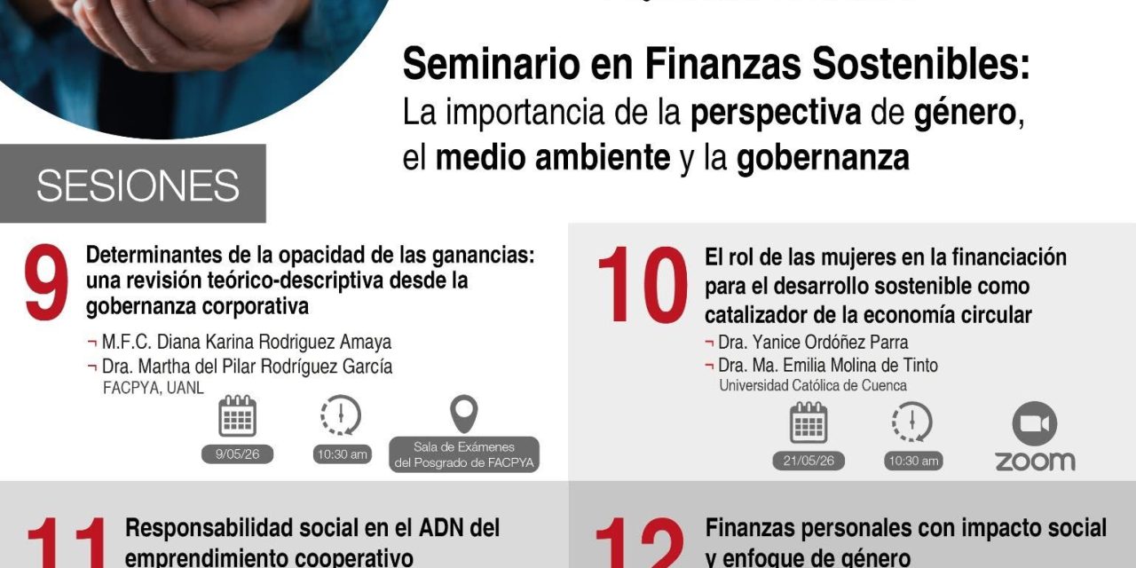 FACPYA IMPULSA SEMINARIO EN FINANZAS SOSTENIBLES CON ENFOQUE DE GÉNERO Y GOBERNANZA