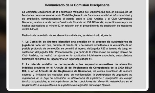 VOLVIERON A ELEGIR EL SILENCIO SOBRE EL PRECEDENTE; FMF VUELVE A FAVORECER AL AMÉRICA Y SOLO APLICA MULTA