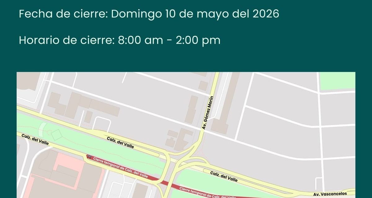 ¡ATENCIÓN! CERRARÁN TEMPORALMENTE ESTE DOMINGO CALZADA DEL VALLE POR OBRAS VIALES