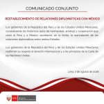GOBIERNOS DE MÉXICO Y PERÚ RESTABLECERÁN VÍNCULOS TRAS RUPTURA A FINALES DEL 2025