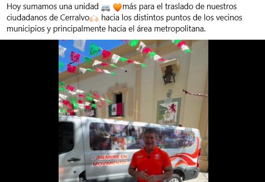 BALTAZAR MARTÍNEZ FORTALECE LA MOVILIDAD DE CERRALVO CON NUEVA UNIDAD DE TRANSPORTE