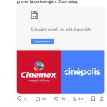 COLAPSAN PLATAFORMAS DE CINÉPOLIS Y CINEMEX POR PREVENTA DE AVENGERS: DOOMSDAY