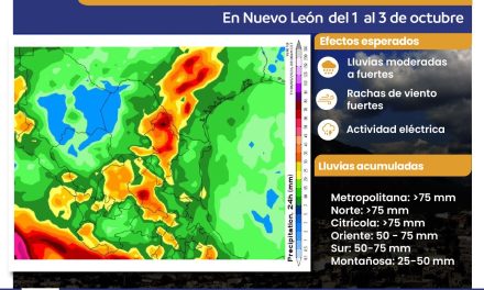 FRENTE FRÍO 1 DEJARÁ LLUVIAS INTENSAS EN NUEVO LEÓN DURANTE LOS PRÓXIMOS DÍAS