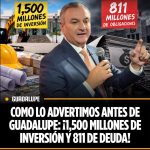 COMO LO ADVERTIMOS ANTES DE GUADALUPE: ¡1,500 MILLONES DE INVERSIÓN Y 811 DE DEUDA!