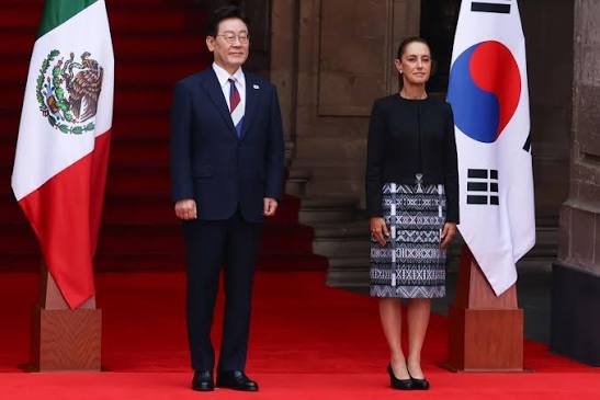SHEINBAUM RECIBE A PRESIDENTE DE COREA DEL SUR EN PALACIO NACIONAL