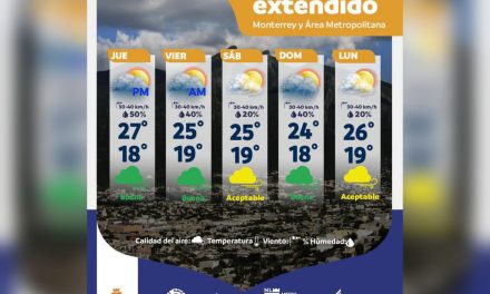 PROTECCIÓN CIVIL DE NUEVO LEÓN PREVÉ LLUVIAS POR LA NOCHE Y TEMPERATURA DE 27 GRADOS